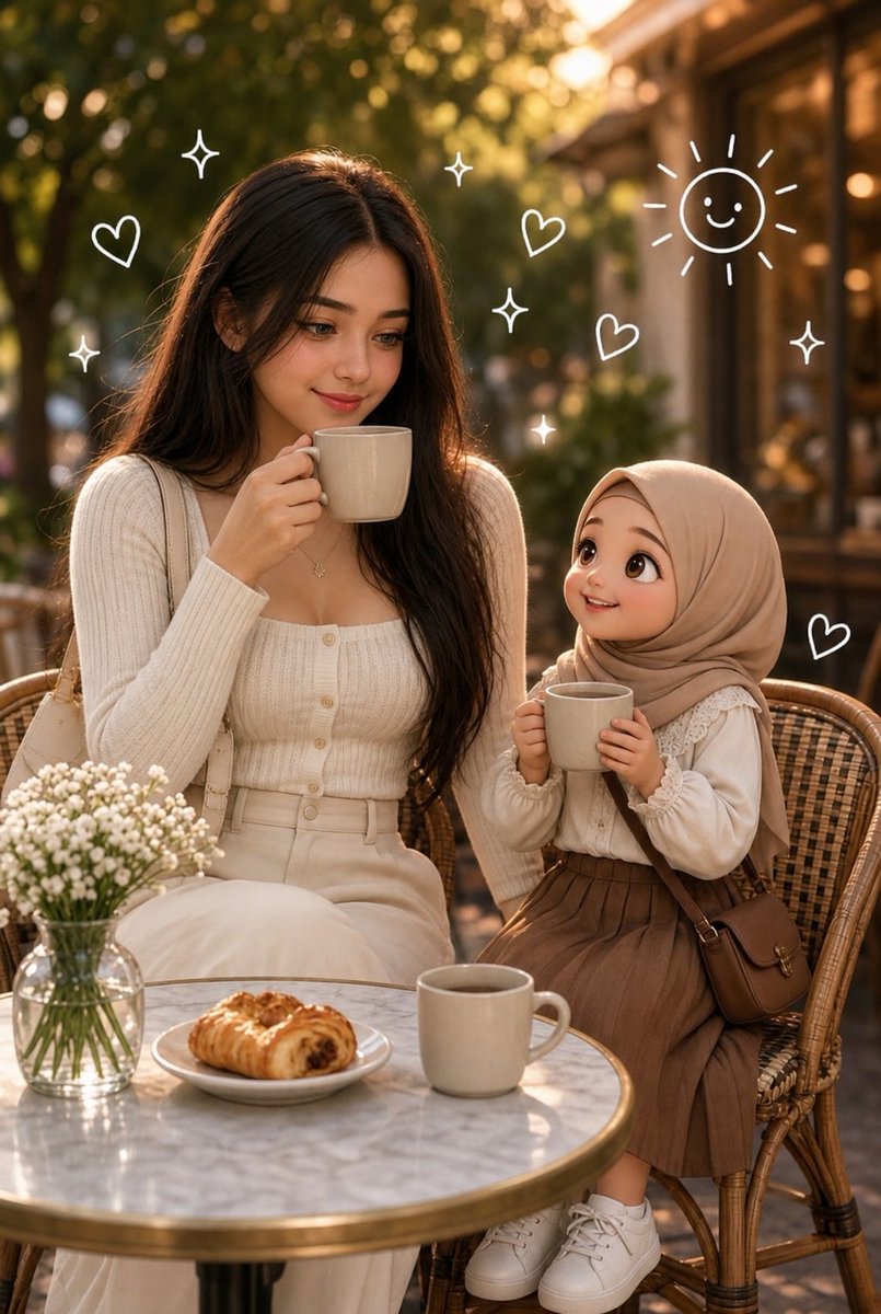 Social Media Post - Korean Girl Golden Hour Cafe Cinematic Portrait - Image 1
