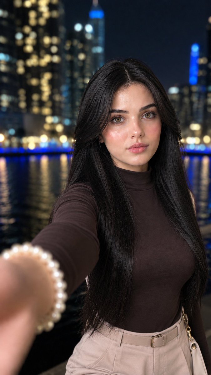 Profile / Avatar - Korean Girl Nighttime City Skyline Selfie - Image 1