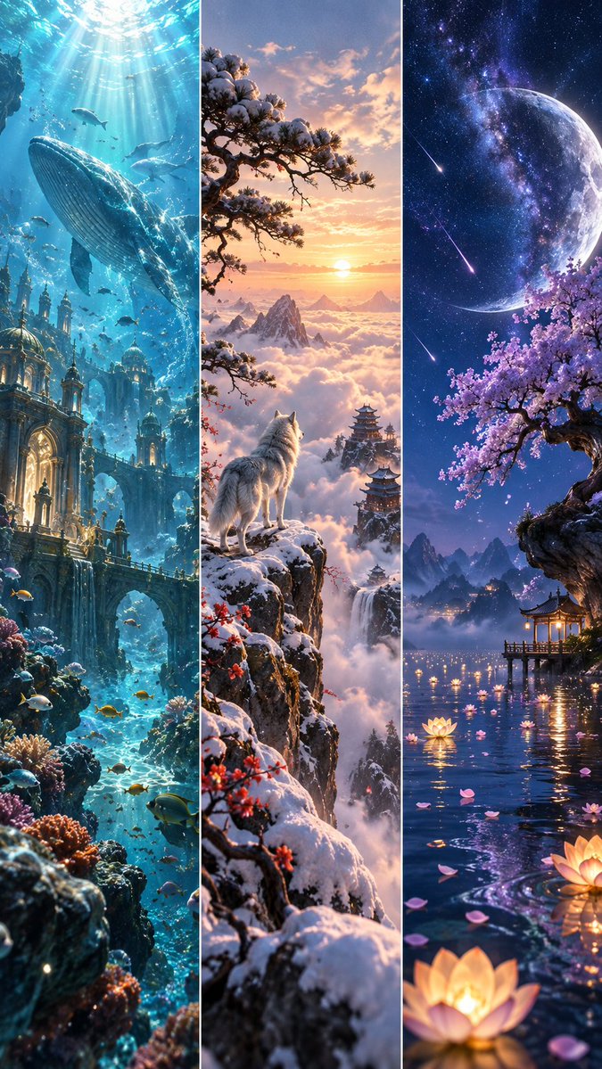 Game Asset - Fantasy Worlds Triptych Wallpaper - Image 2
