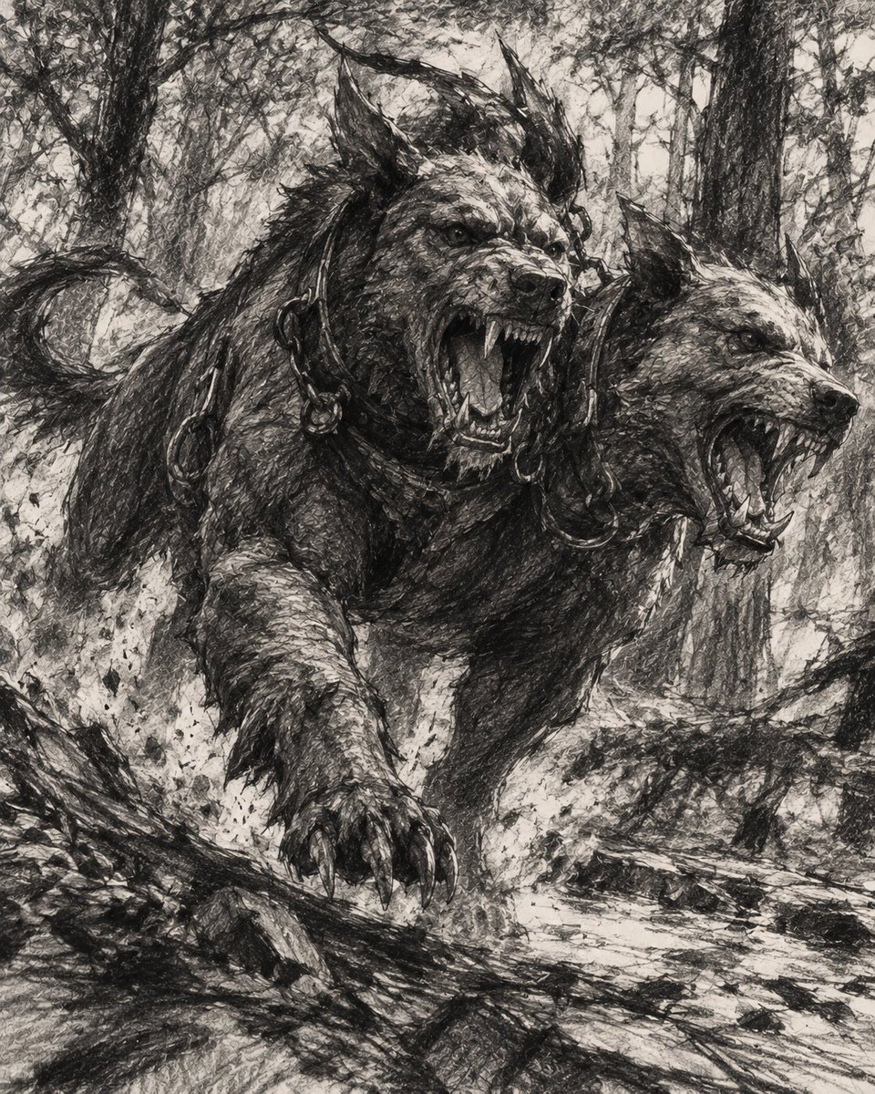 Comic / Storyboard - Charging Two-Headed Hellhound - Image 1
