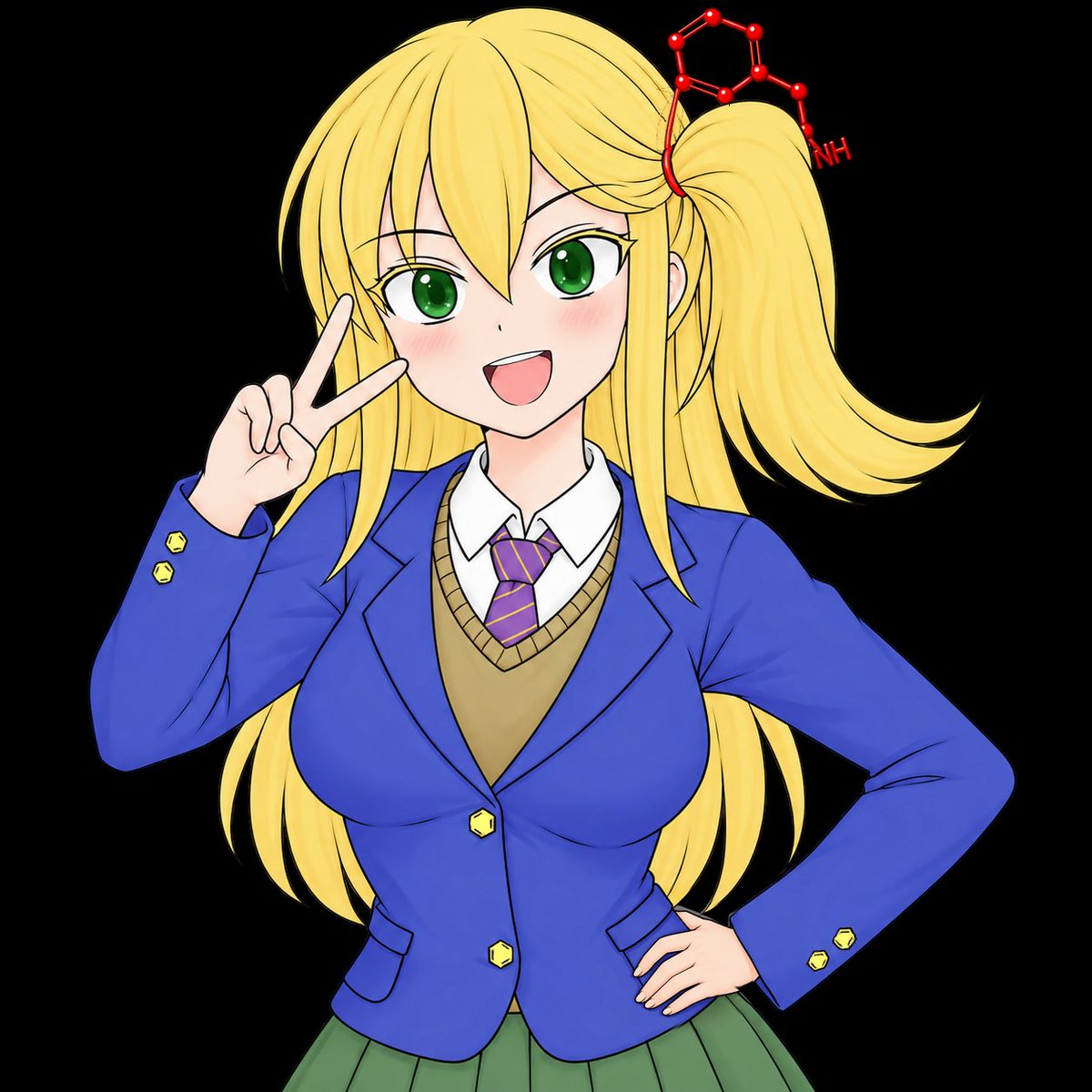 Profile / Avatar - Anime Schoolgirl with Molecule Hairpin - Image 1