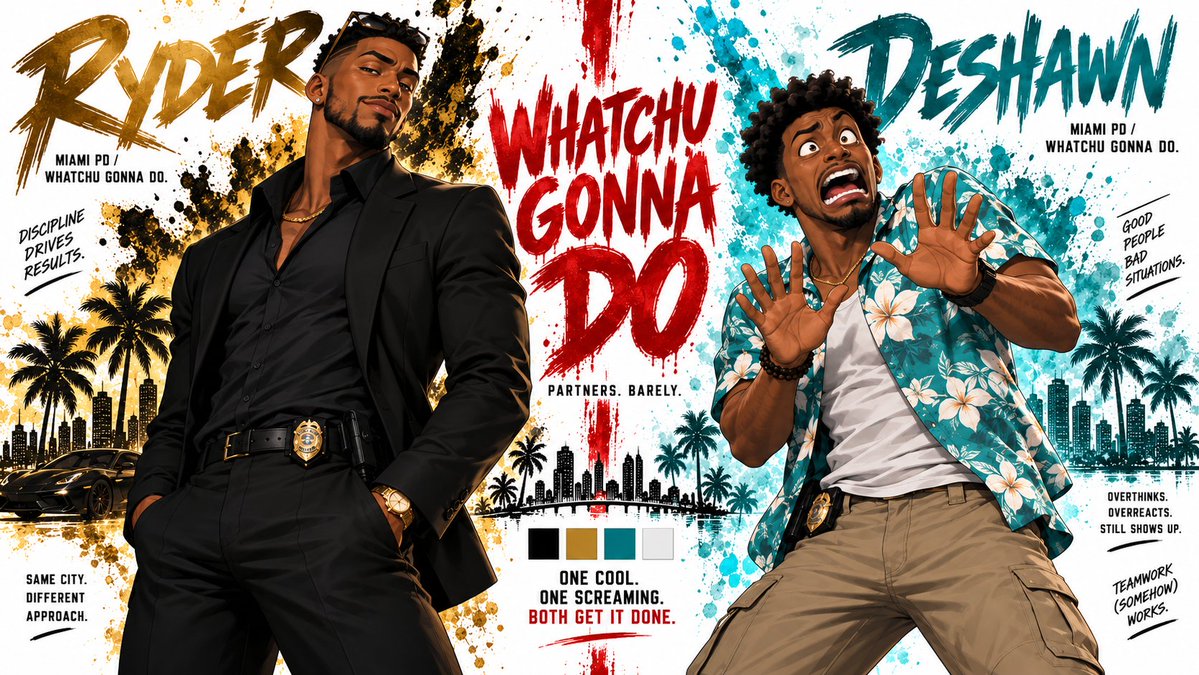 Comic / Storyboard - Ryder and Deshawn Buddy Cop Character Sheet - Image 1