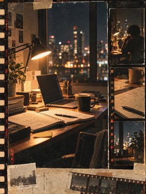 参考效果：复古胶片风格创业档案海报