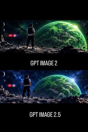 参考效果：GPT Image 2 与 2.5 太空场景对比