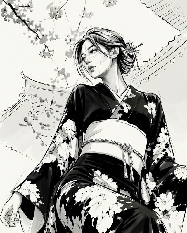Monochrome Ink Fashion Illustration 3