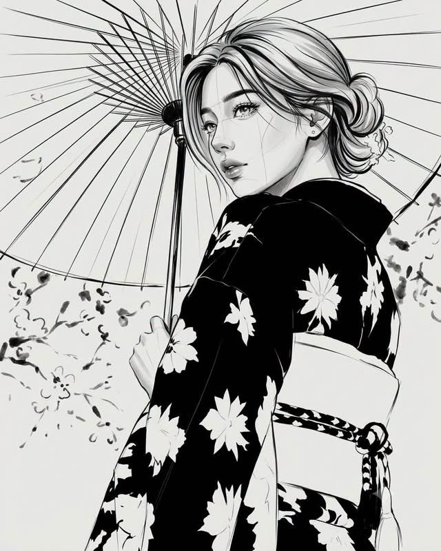 Monochrome Ink Fashion Illustration 4