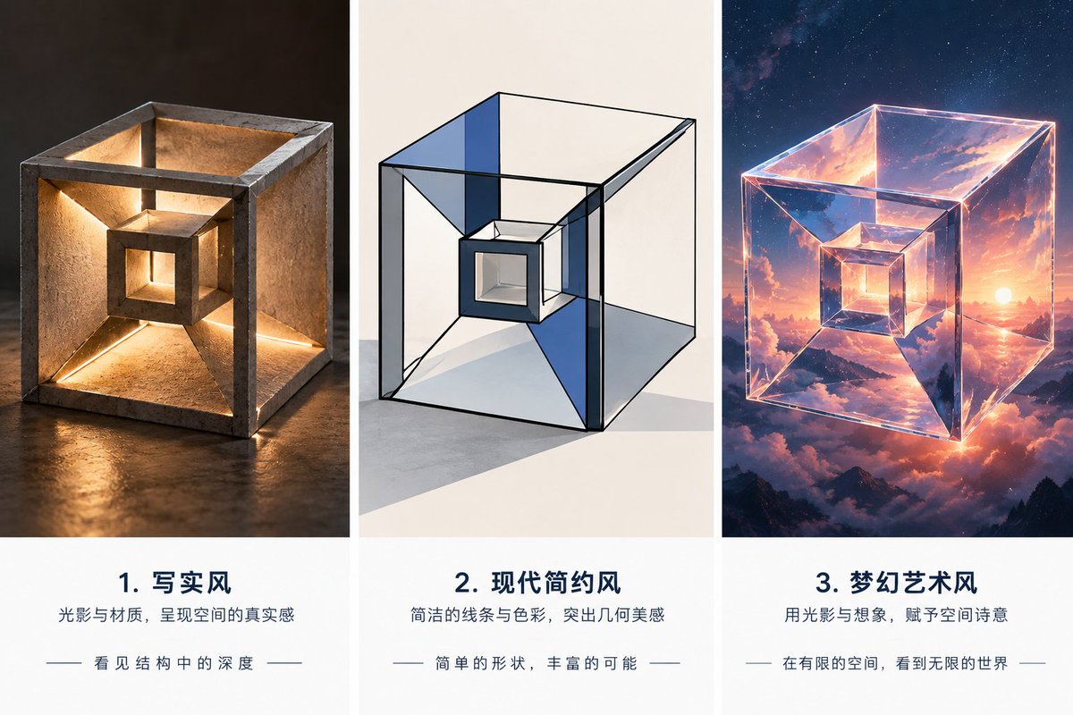 Three-Style Cube Poster