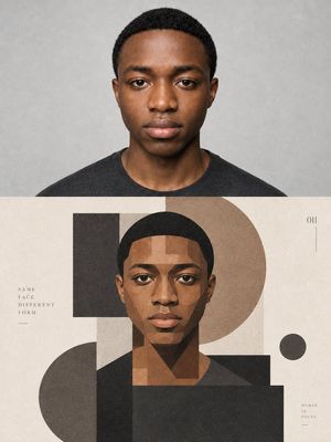 参考效果：Geometric Editorial Portrait Collage