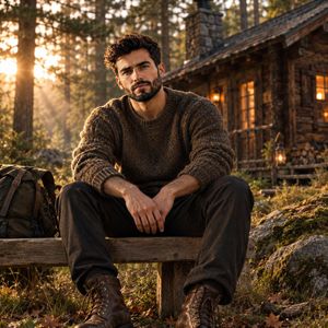 参考效果：Rustic Cabin Forest Portrait