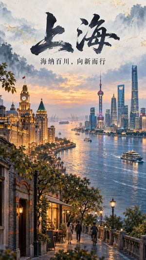 参考效果：国潮风城市宣传海报