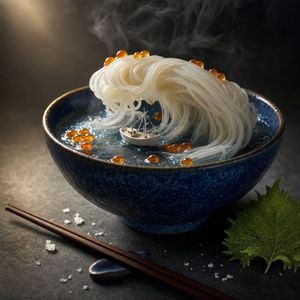 参考效果：面条波浪渔船超现实主义