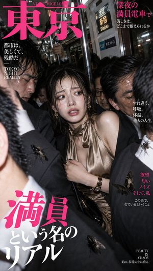 参考效果：东京地铁拥挤纪实摄影