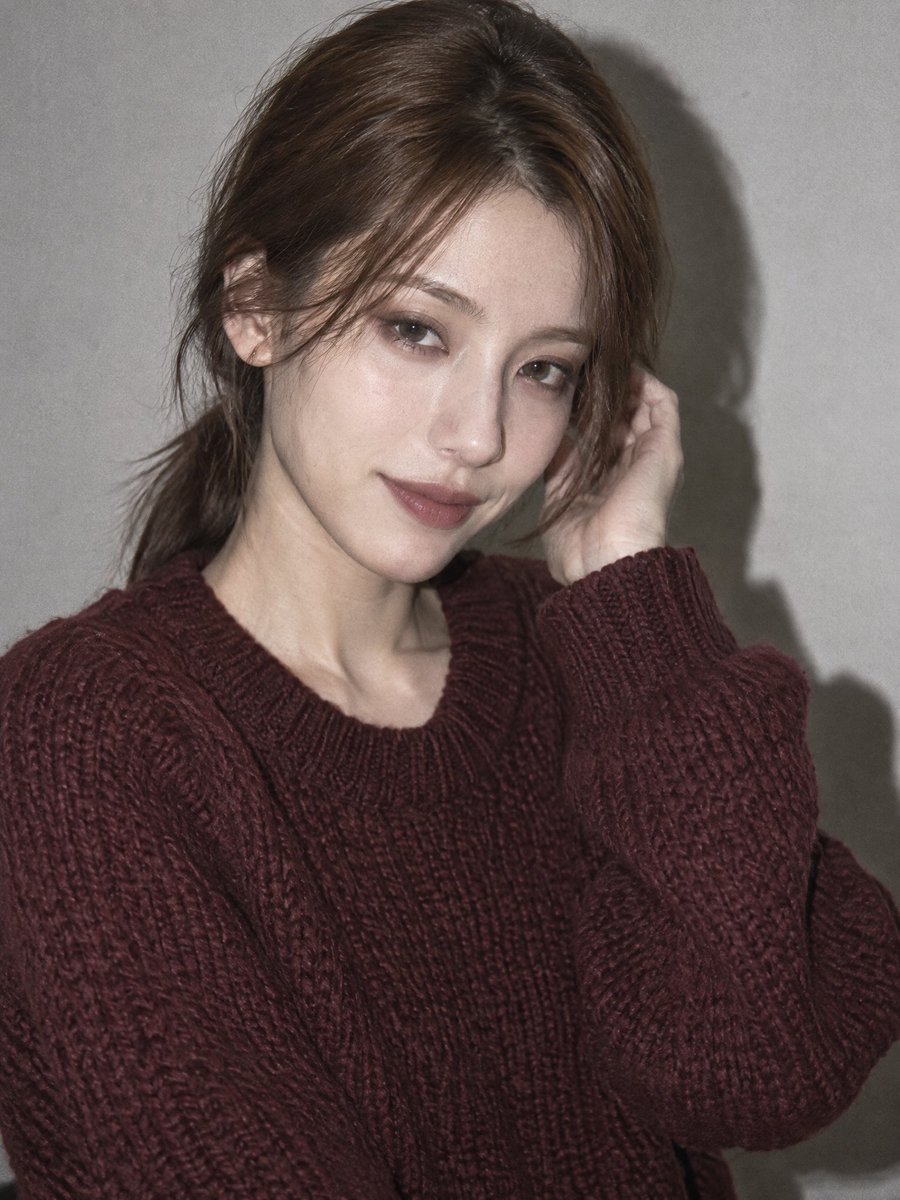 Flash Portrait in Burgundy Sweater