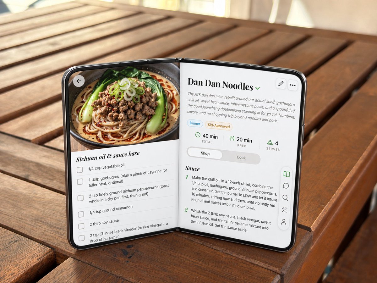 Foldable Recipe App Mockup