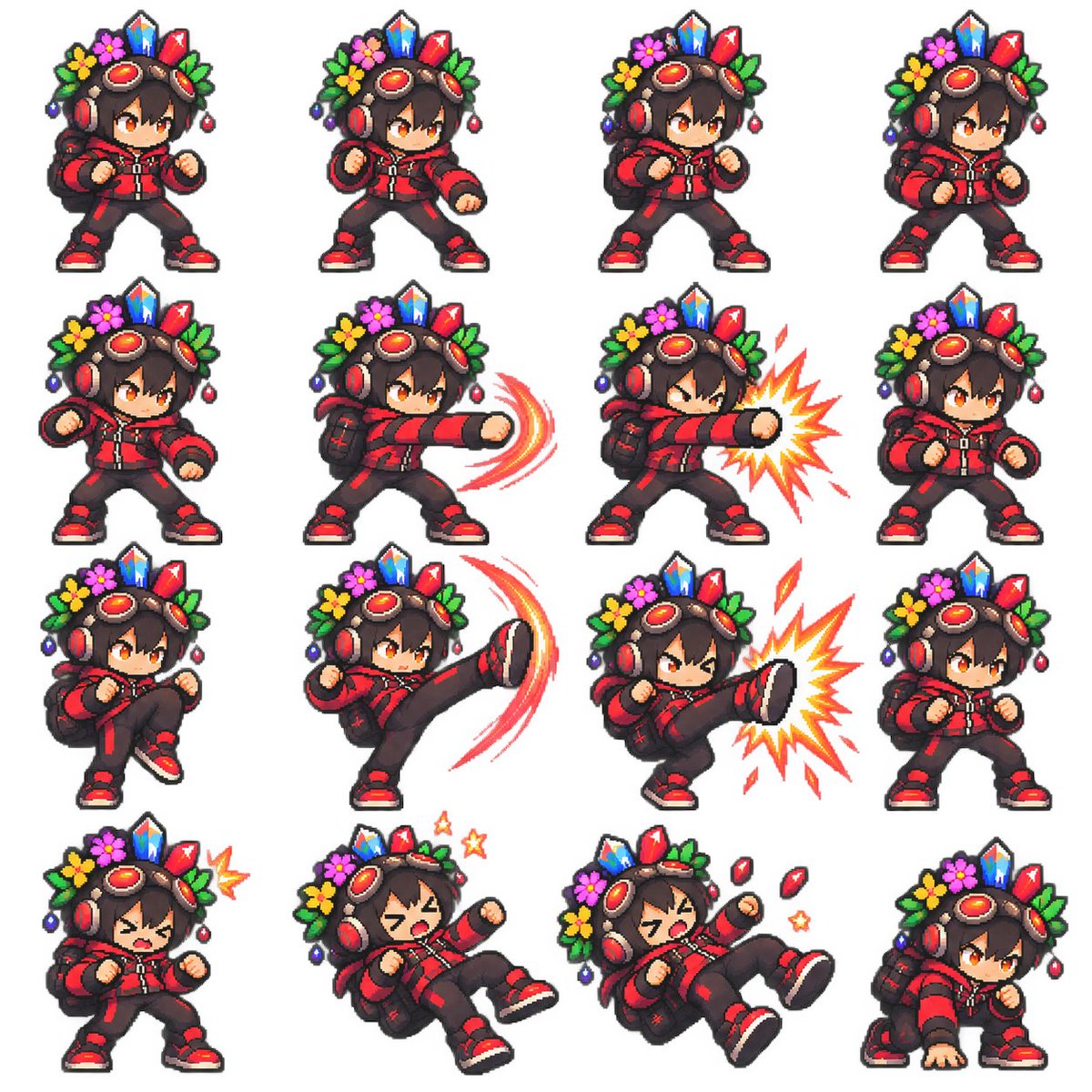 Chibi Pixel Fighter Sprite Sheet