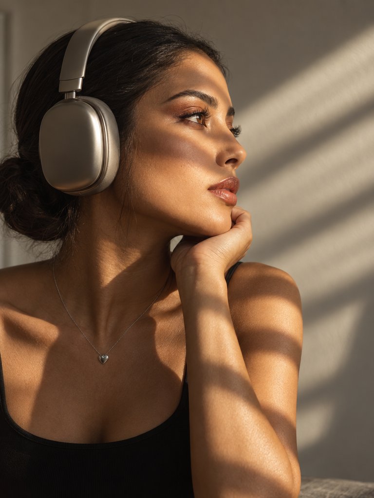 Sunlit Portrait with Headphones — result 2