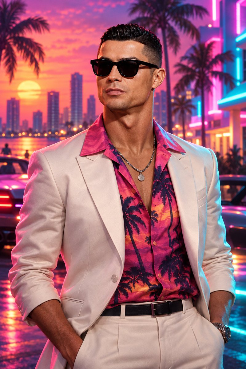 80s Miami Neon 3D Portrait