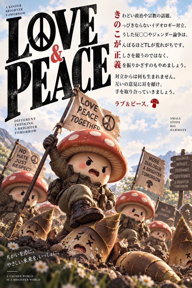 Mushroom Love and Peace Poster