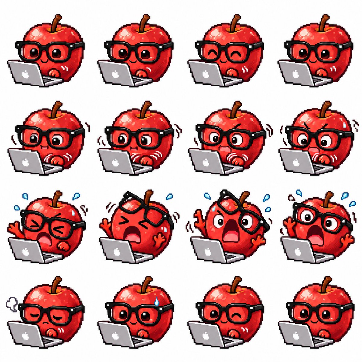 Apple Mascot Pixel Sprite Sheet