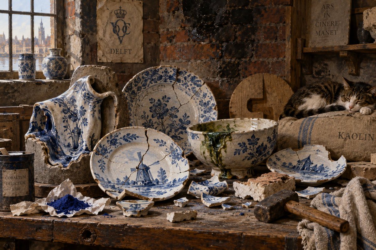 Rustic Delft Pottery Workshop Still Life