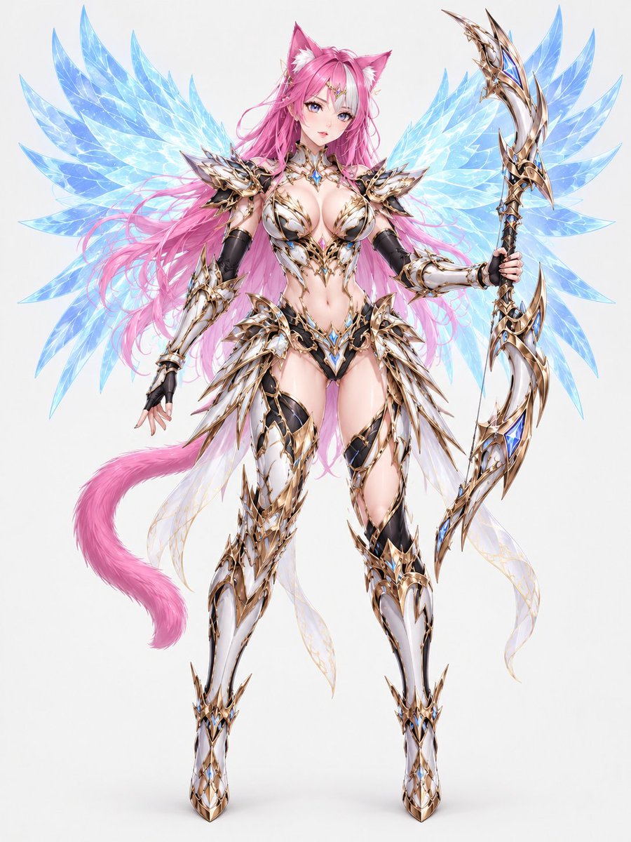 Pink-Haired Cat Girl in Ornate Armor