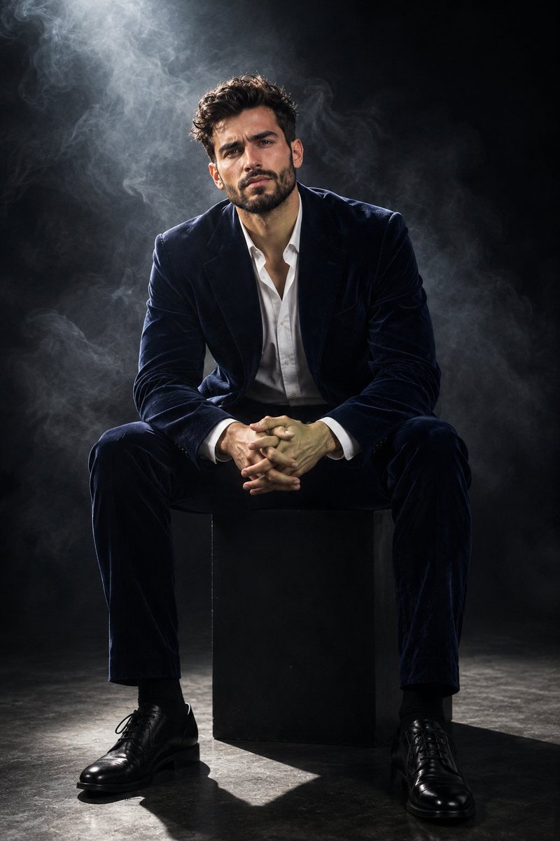 Product Marketing - Cinematic velvet suit portrait - Image 1