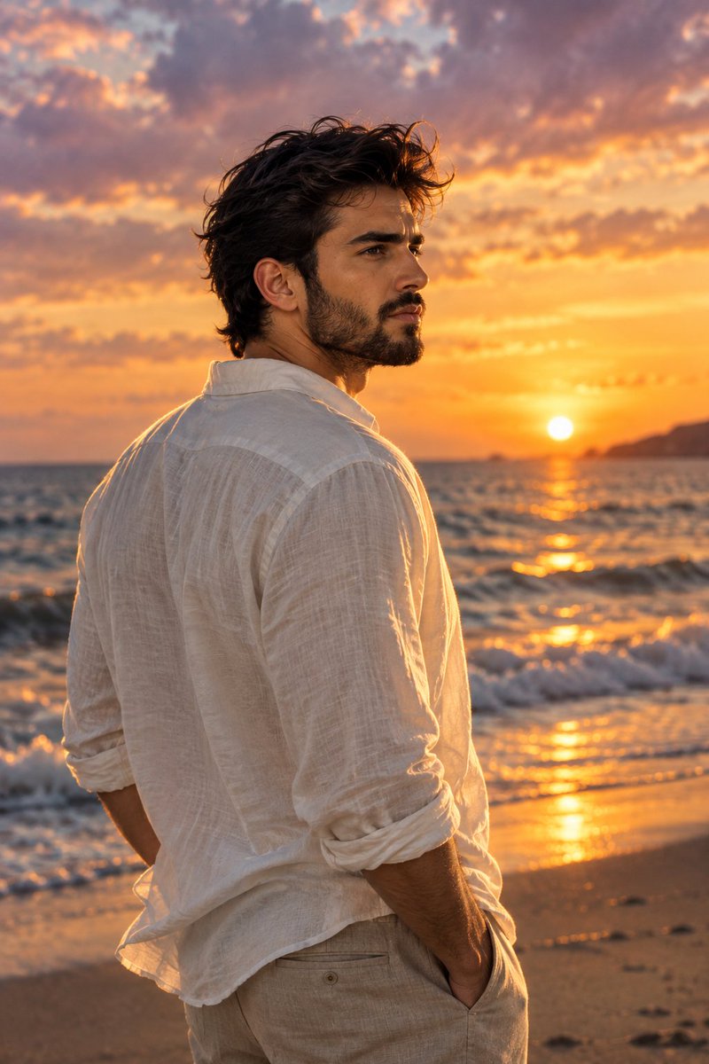Social Media Post - Cinematic Sunset Beach Portrait - Image 1