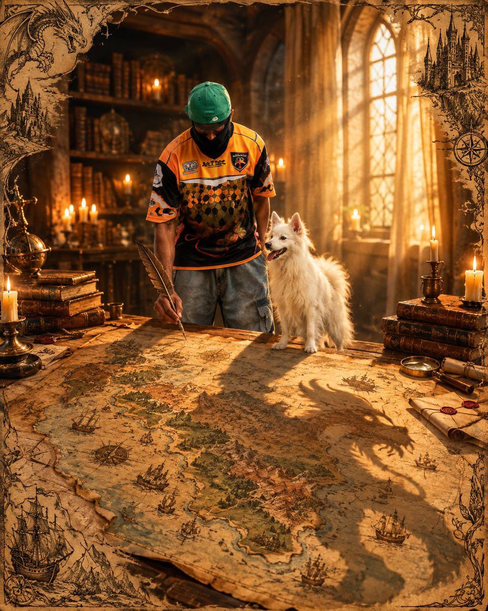 Social Media Post - Fantasy Cartographer & Dog - Image 1