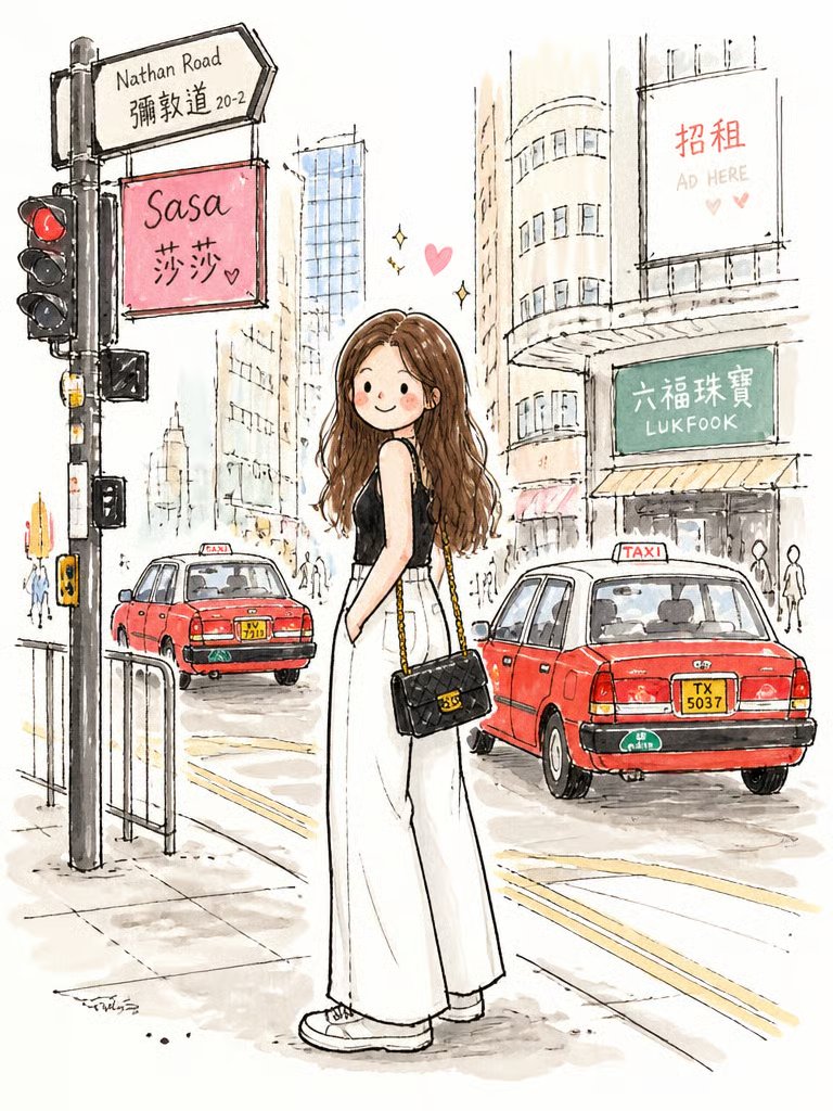 Profile / Avatar - Cute Watercolor Girl on Nathan Road - Image 1