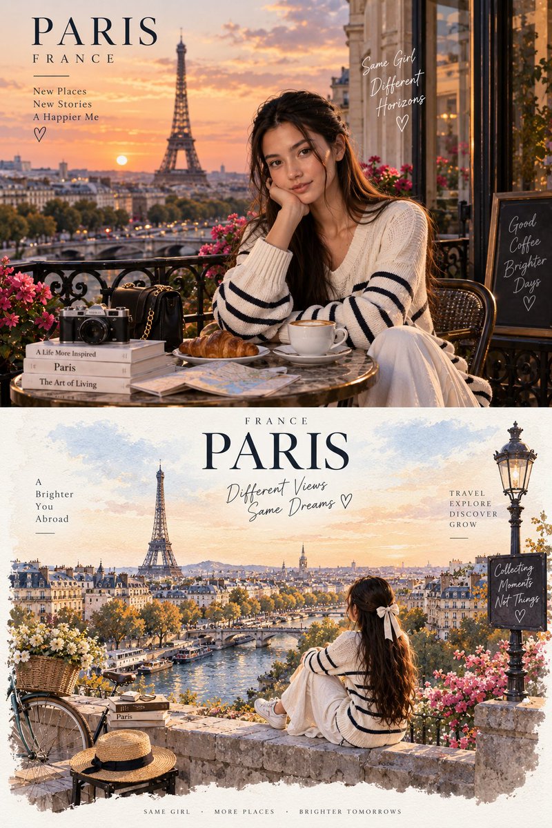 Luxury Paris Travel Editorial Diptych