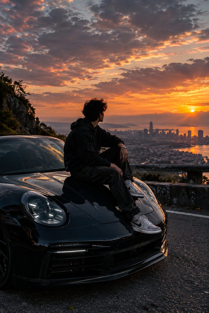 Luxury Car Sunset Scene Prompt for Nano Banana Pro