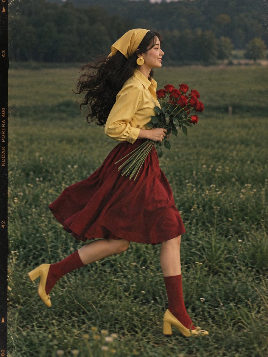 Social Media Post - Retro Film Photography Style Running Scene - Image 1