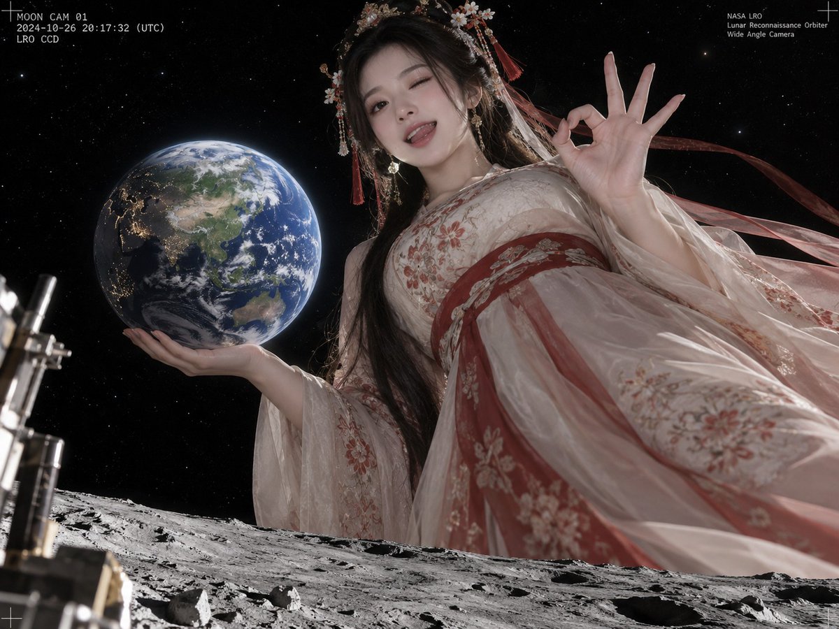 Giant Hanfu Girl Holding Earth
