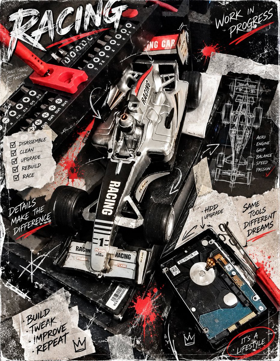Grunge Racing Poster Transformation