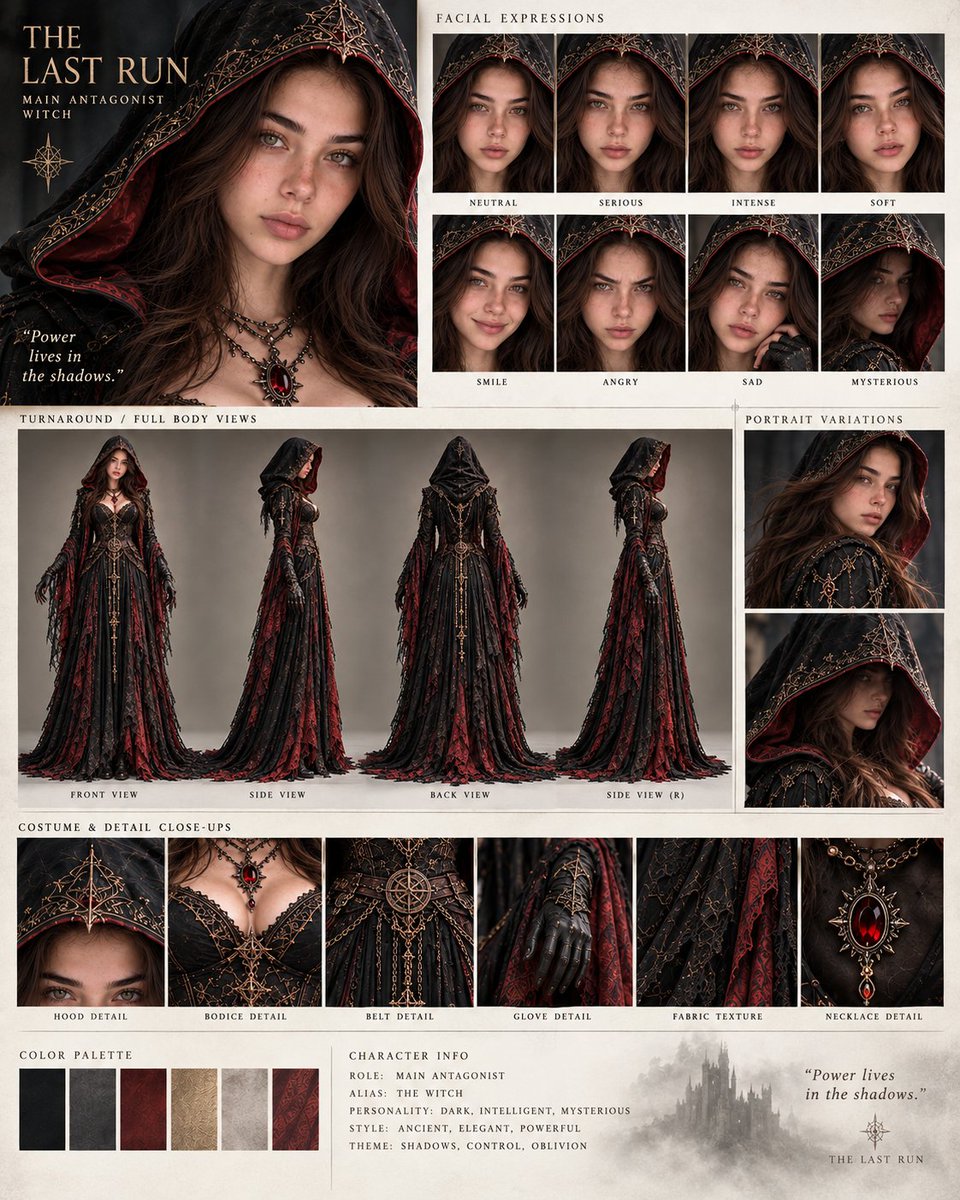 Cinematic Character Reference Sheet Prompt