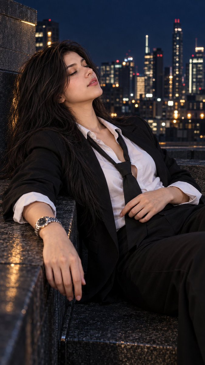 Nighttime Rooftop Portrait Prompt