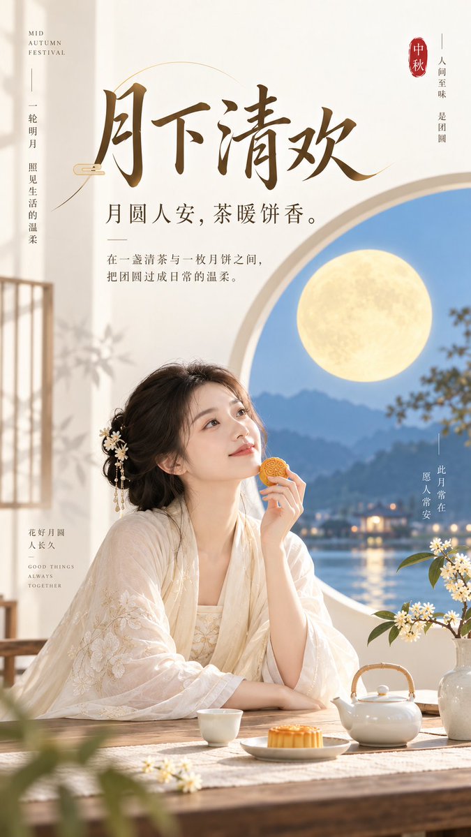 Moonlight Tea Ceremony Poster Prompt