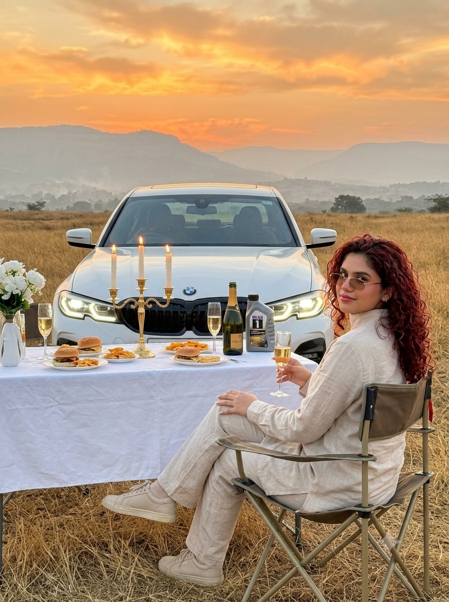 Social Media Post - Sunset Burger Scene Prompt - Image 1