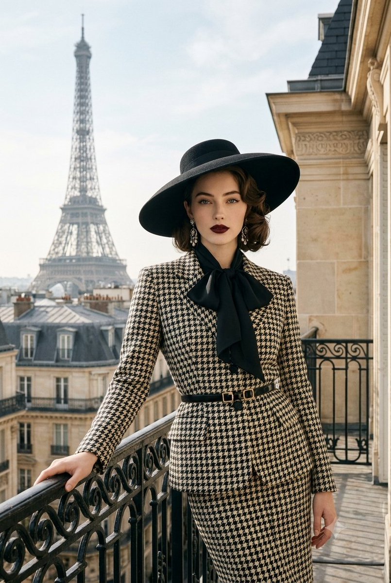 Social Media Post - Vintage Parisian Fashion Editorial with Eiffel Tower - Image 1