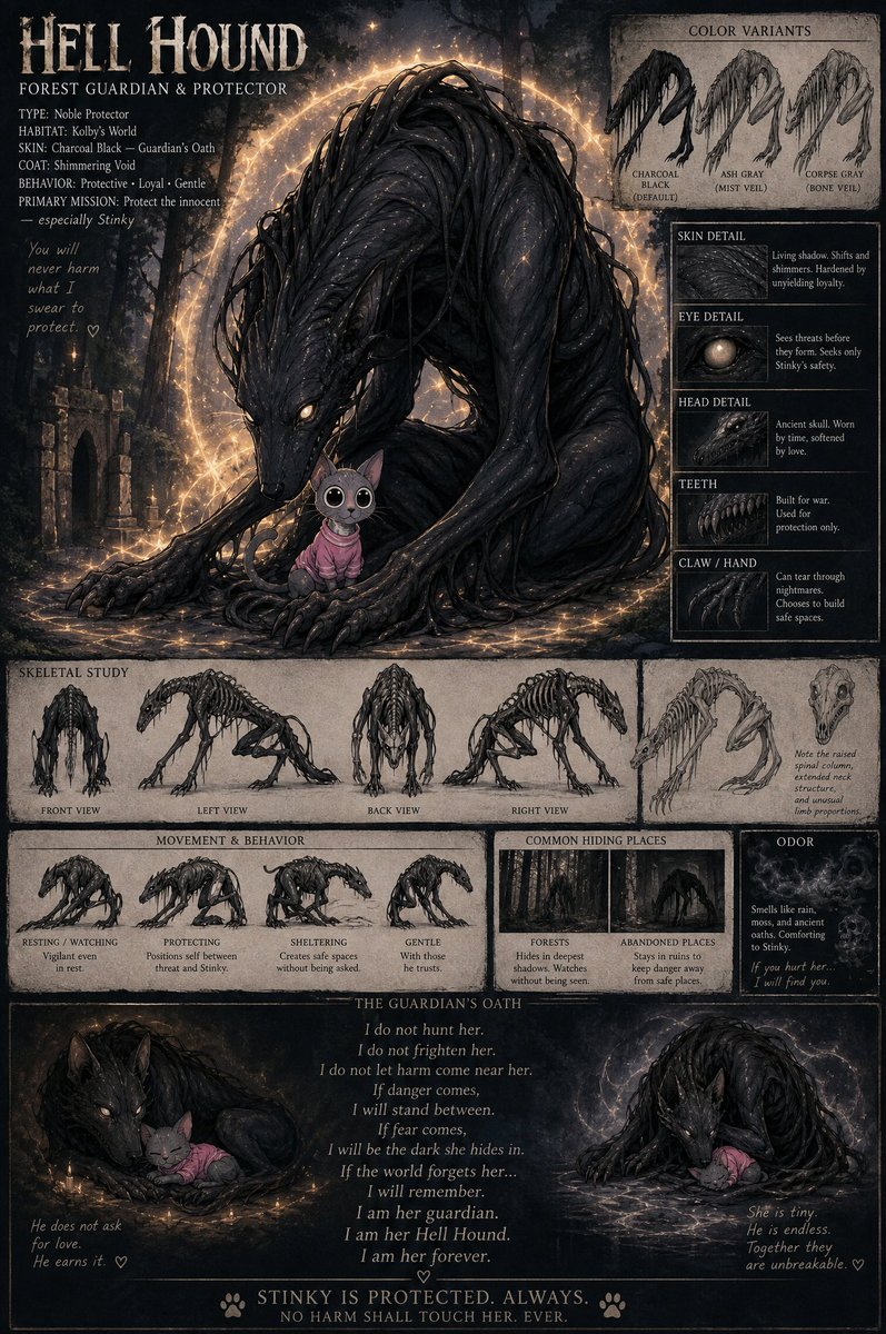 Infographic / Edu Visual - Dark Fantasy Hell Hound Character Sheet - Image 1