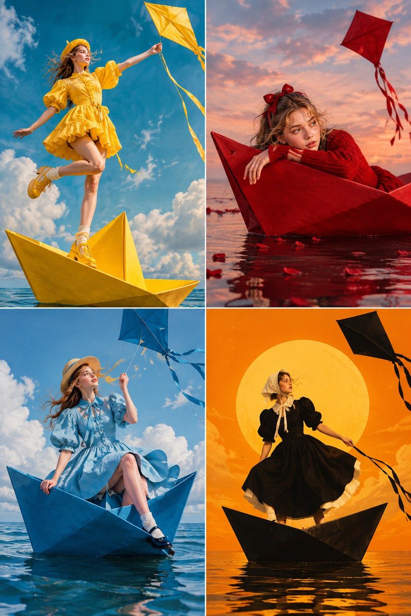 Social Media Post - Dreamy Paper Boat Kite Scene - Image 2