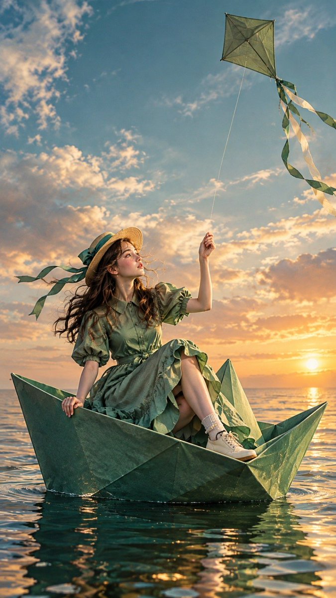 Social Media Post - Dreamy Paper Boat Kite Scene - Image 1