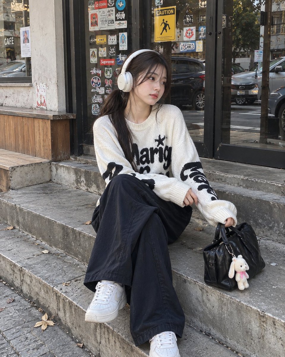 Social Media Post - Street Style Portrait with Headphones - Image 1