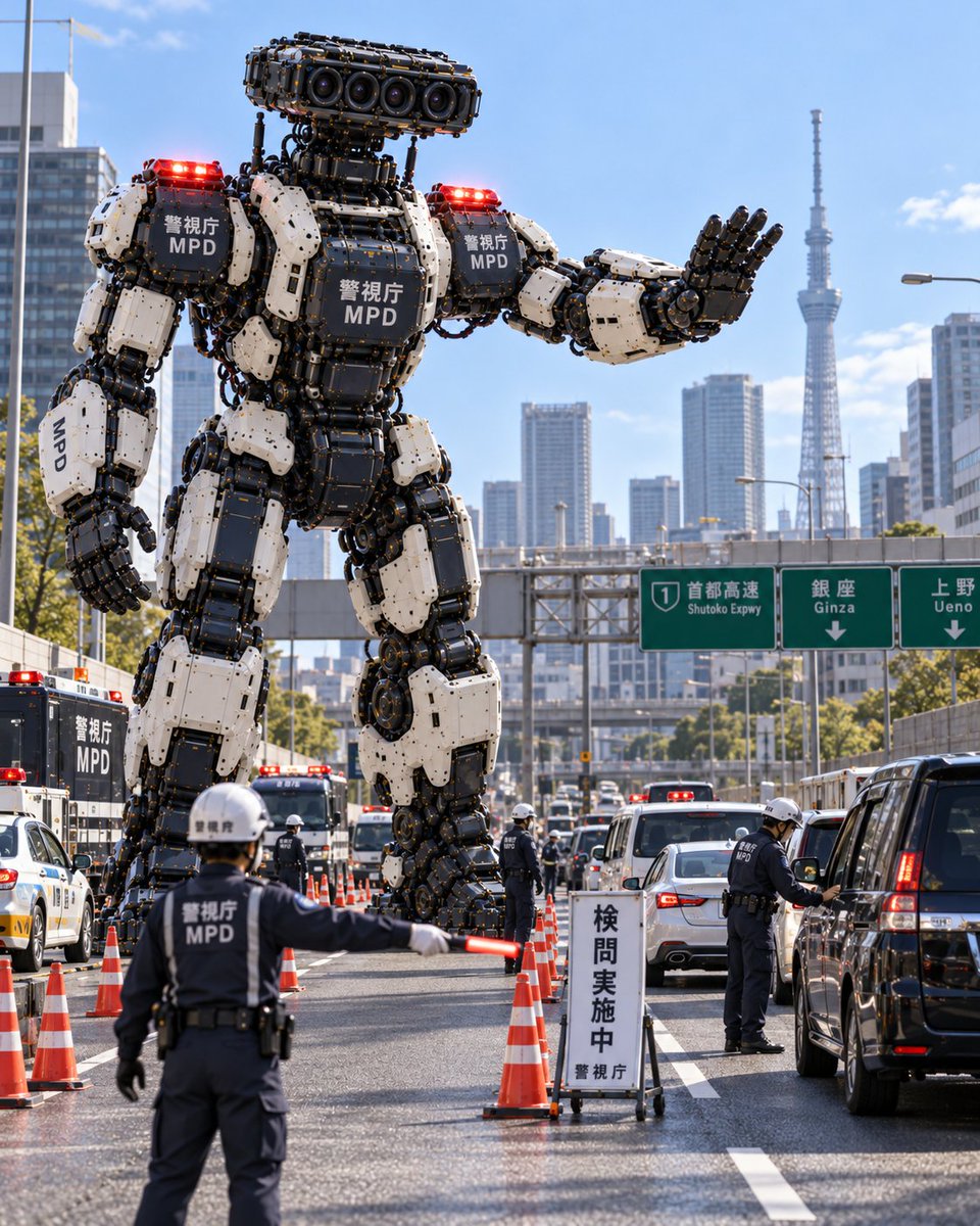 YouTube Thumbnail - Tokyo Police Giant Robot Checkpoint - Image 1
