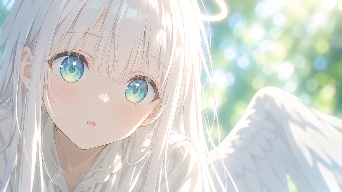 Крупный портрет ангела-девушки в стиле anime
