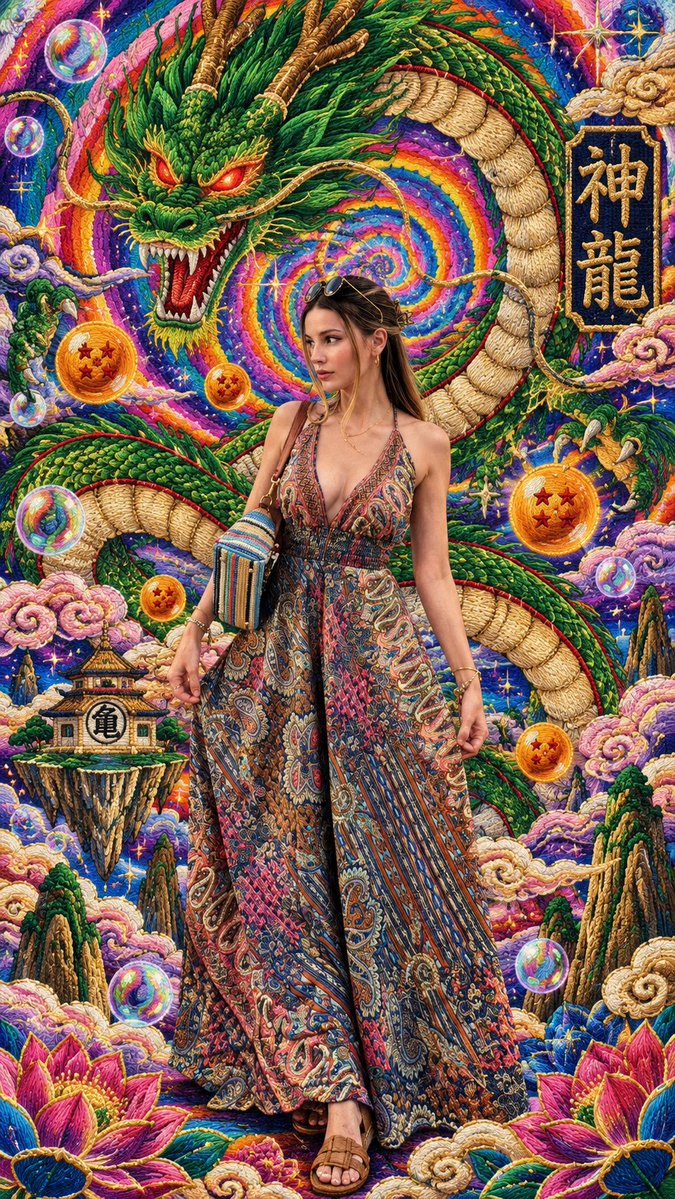 Product Marketing - Psychedelic Dragon Embroidery Art - Image 1