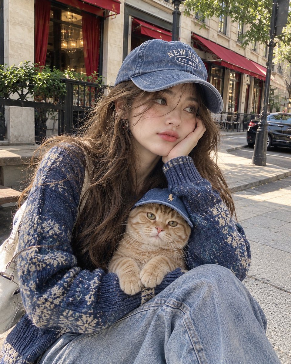 Profile / Avatar - Street Selfie with Cat in Matching Cap - Image 2