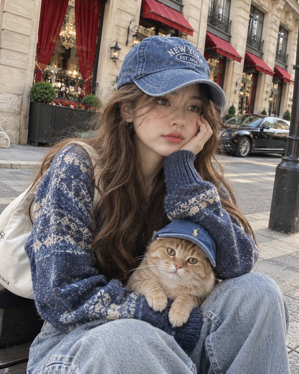 Profile / Avatar - Street Selfie with Cat in Matching Cap - Image 1