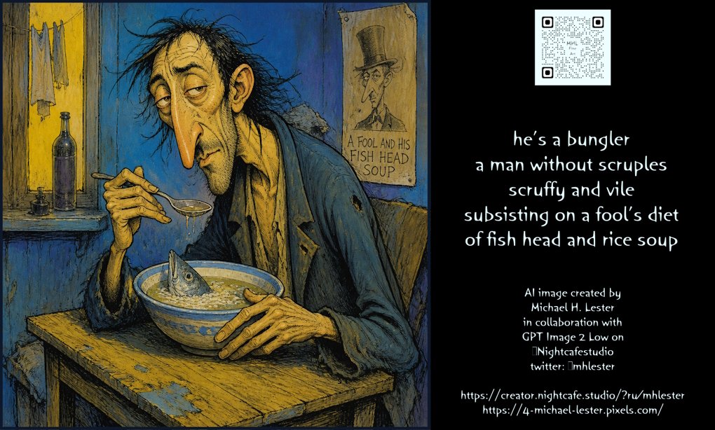 Poster / Flyer - Van Gogh Style Fish Head Soup Poem - Image 1