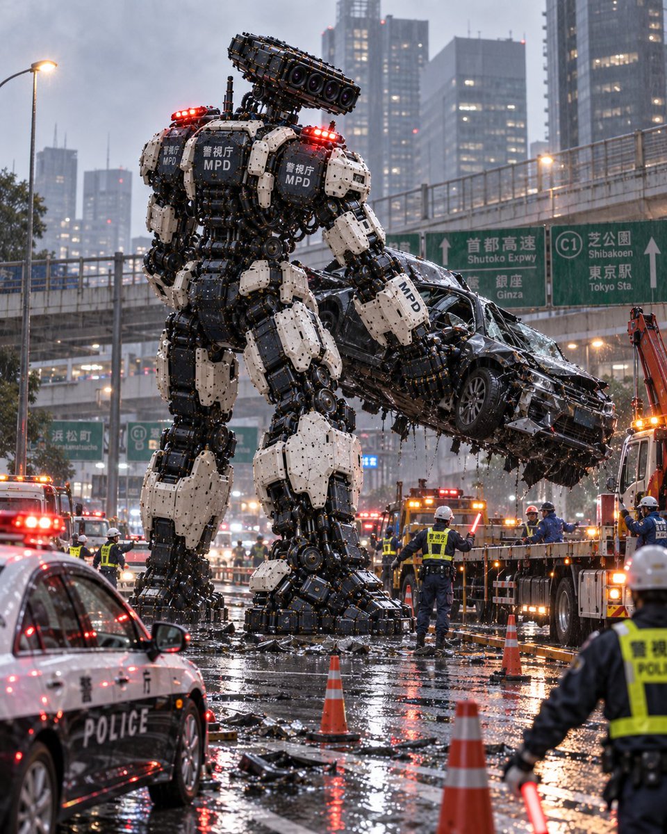 YouTube Thumbnail - Colossal MPD Robot Clearing Wreck - Image 1